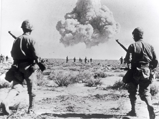 An A-bomb test at Yucca Flat, Nevada, USA, in 1952.   91040/DPA/PA Images 