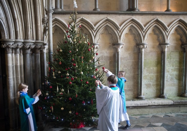 Choristers from the Salisbury Cathedral Choir make final preparations for Christmas (Photo by Matt Cardy/Getty Images)
