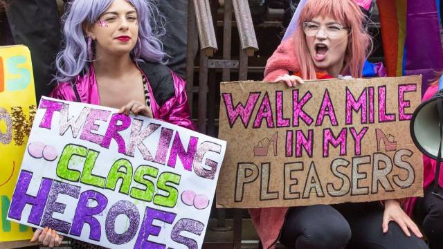 Sex workers protest moves to close a branch of Spearmint Rhino in Sheffield. Credit : Sheffield Online