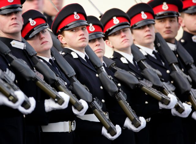 Fall in, you 'orrible snowflakes! Officer cadets at Royal Military Academy Sandhurst. Photo: Indigo/Getty Images