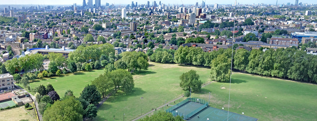 An aerial view of Hackney North