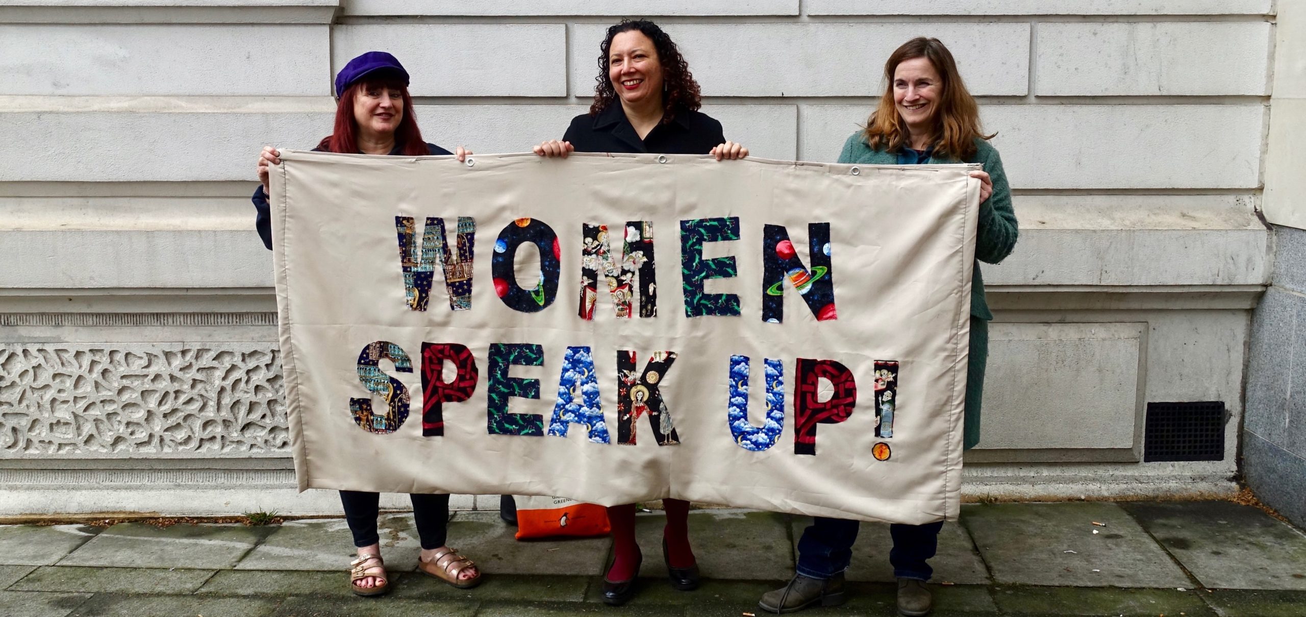 Maya Forstater (centre) with supporters.