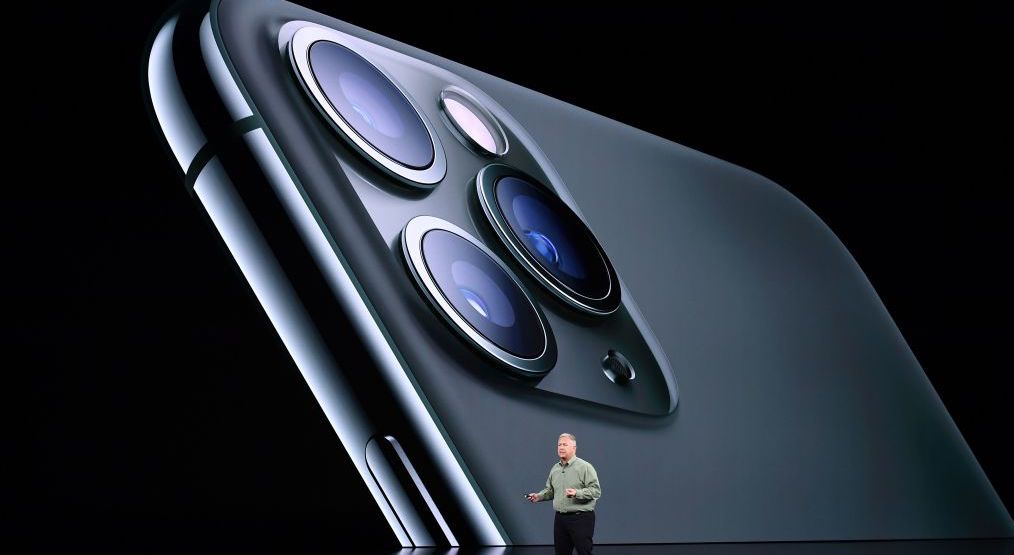 Apple Senior Vice President of Worldwide Marketing Phil Schiller speaks on-stage during a product launch event at Apple's headquarters in Cupertino. Credit: Getty