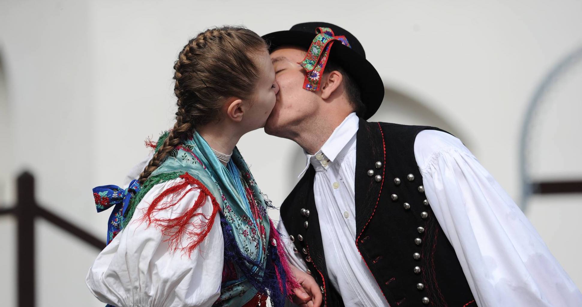 A young couple at Hungary's traditional Easter fertility festival. Credit: Getty