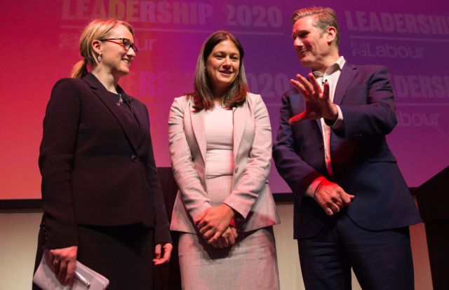 Rebecca Long-Bailey, Lisa Nandy and Sir Keir Starmer at the leadership hustings in Glasgow on 15 February (Photo by Robert Perry/Getty Images)