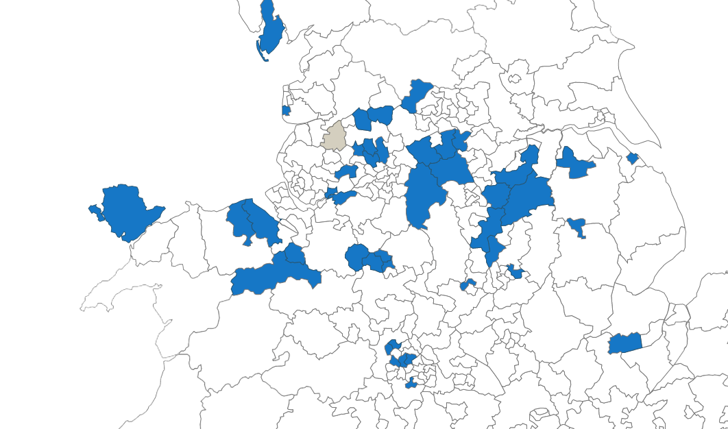 The Red Wall turns Blue: Across the North, the Midlands and Wales, the Conservatives won fifty seats from Labour. 