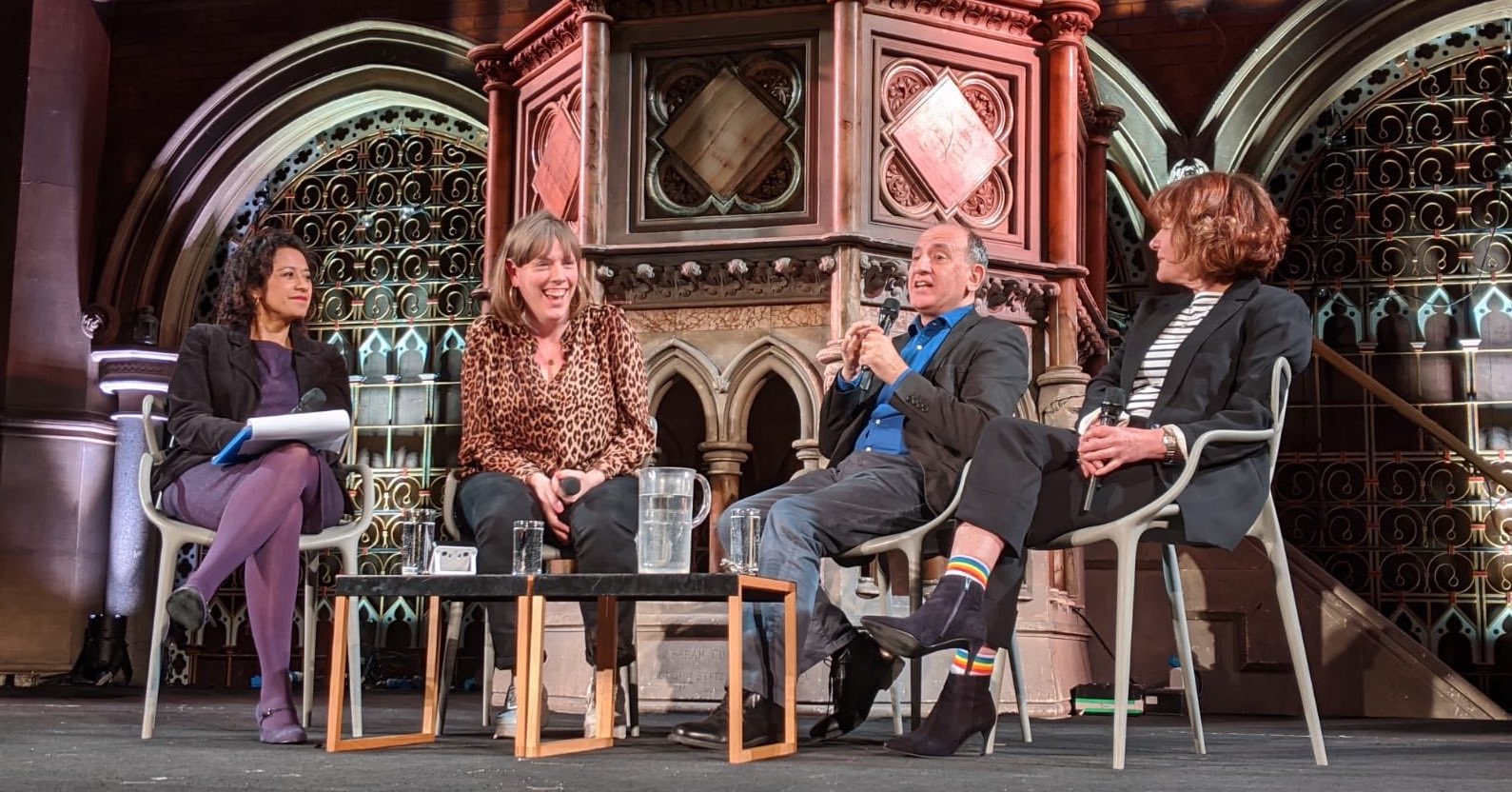 At an Intelligence Squared talk on 'satire in the age of absurdity' last night, Jess Phillips, Armando Iannucci and Jan Ravens discussed the difficulties of being a public figure in modern life. Credit: Intelligence Squared