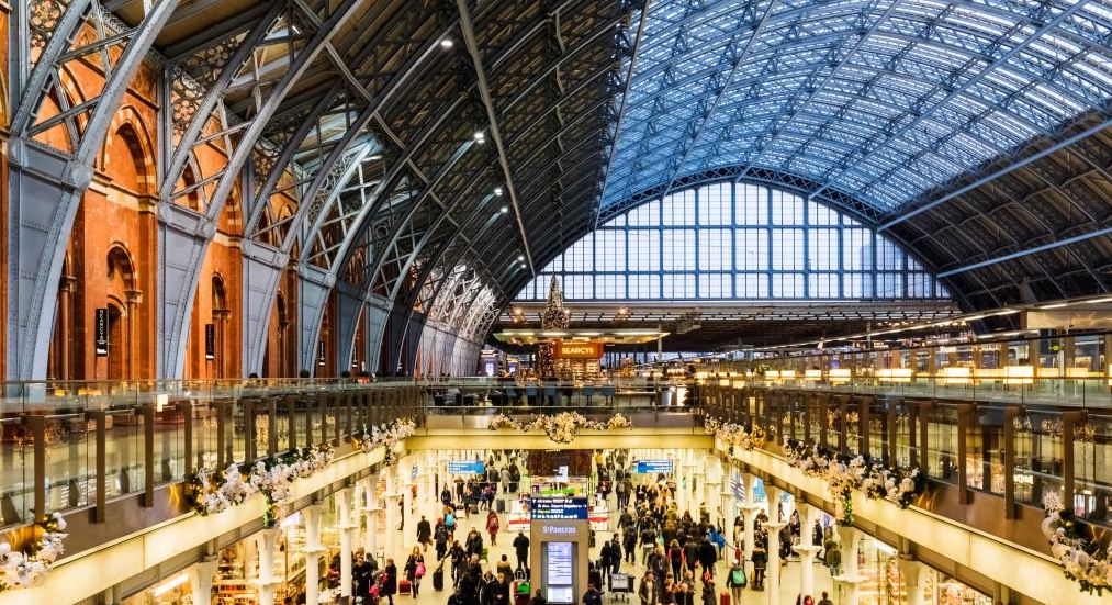 Go to any of the great Victorian train station like St Pancras. Typically these feature cast-iron pillars and glass canopies — cutting-edge technology for the time. Credit: Getty