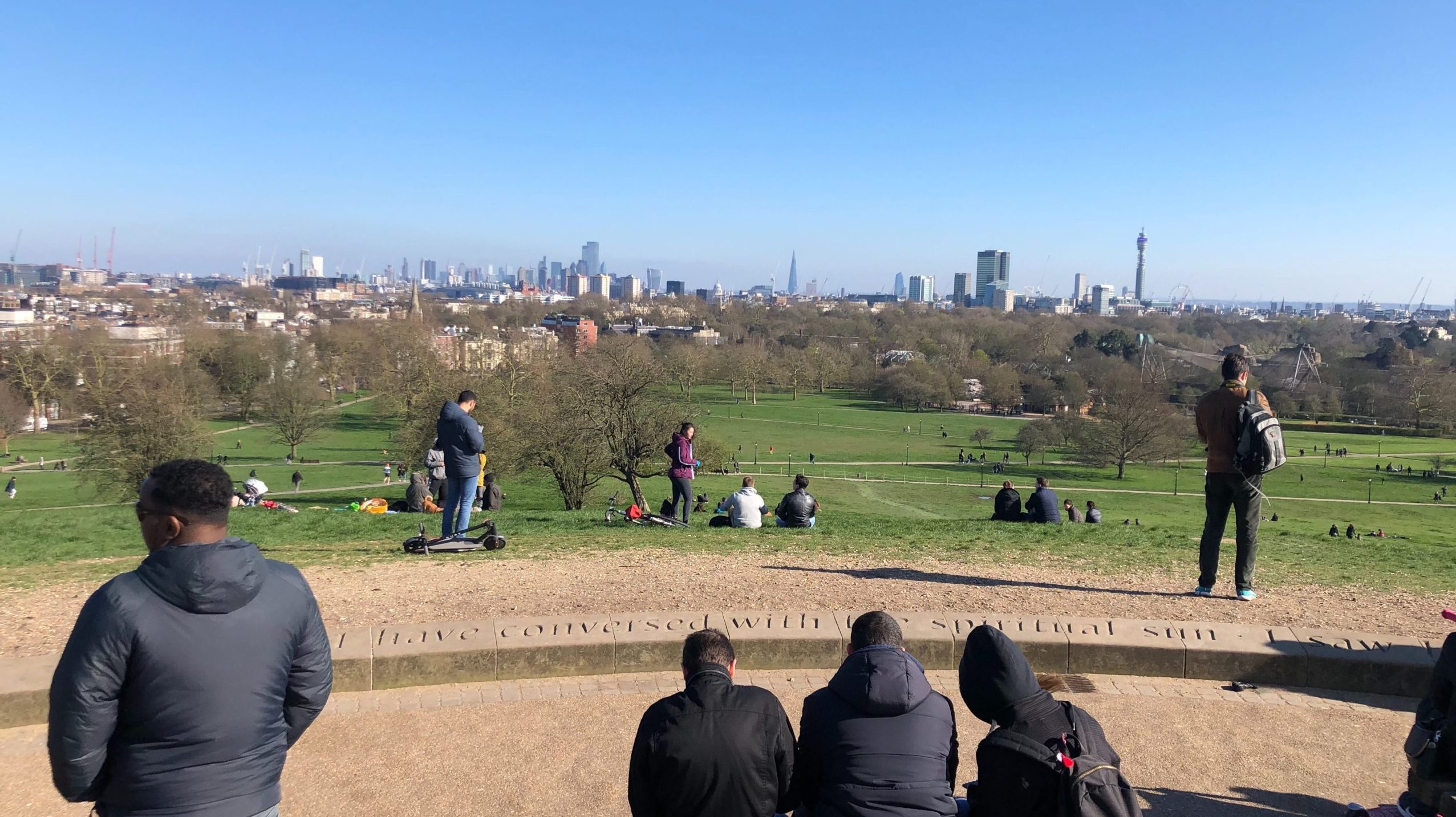 Primrose Hill on Sunday afternoon: household groups were doing their best to stay appropriately distanced