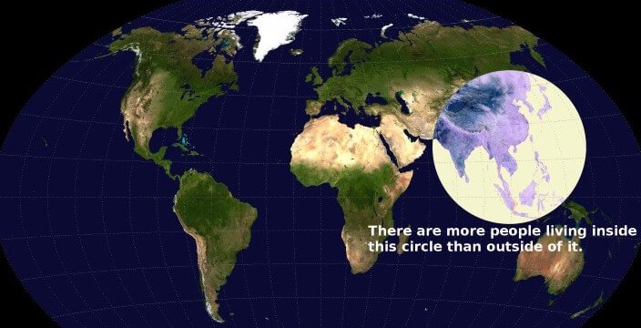 Part of the reason why many pandemics start in Asia is that this is where most humans live. Credit: Brilliant Maps