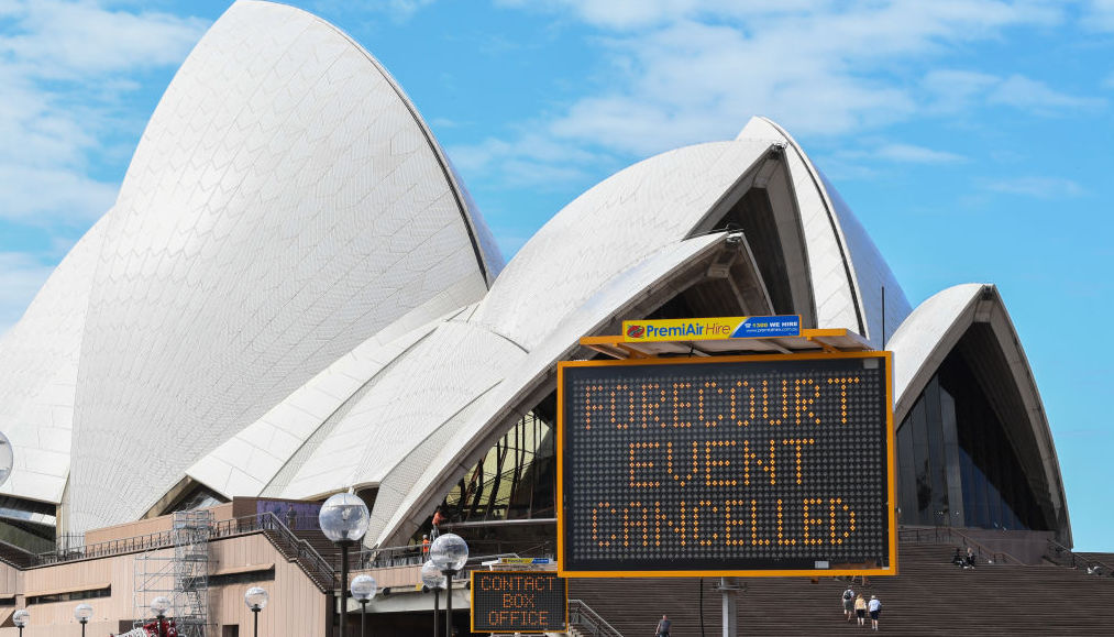 Australia has banned mass public gatherings, which including those at the Sydney Opera House. Credit: Getty