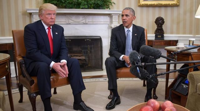 Barack Obama meets Donald Trump during transition planning at the White House in November 2016 (Photo: JIM WATSON/AFP via Getty Images)