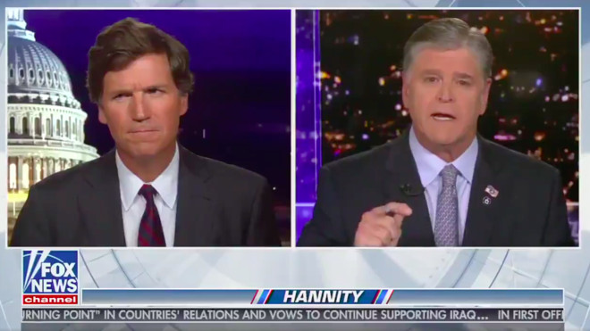 Tucker Carlson (L) and Sean Hannity had a little disagreement over capitalism this week