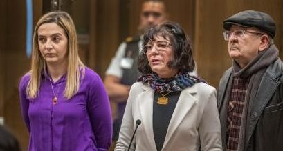 Janna Ezat (centre), whose son Hussein Al-Umari was killed in the Christchurch shooting