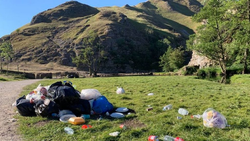 Discarded litter at Dovedale in the Peak District
