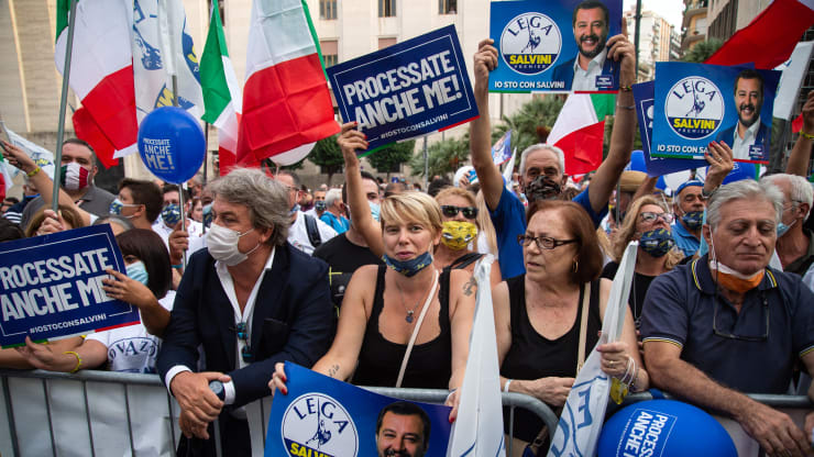 Supporters of the Lega party. Credit: Getty