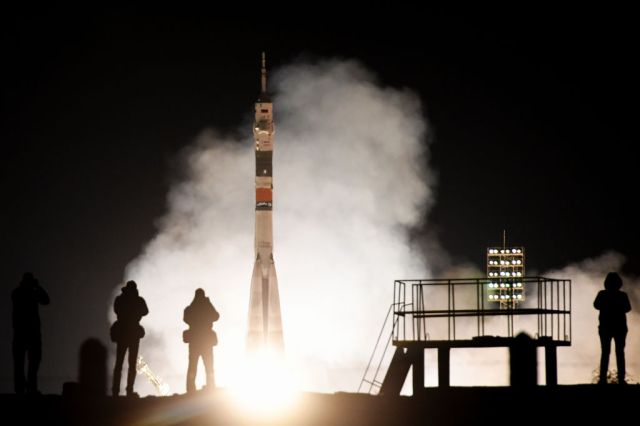 Russian and American astronauts take off together in Kazakhstan. Credit: KIRILL KUDRYAVTSEV/AFP via Getty Images