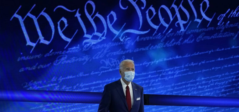 Joe Biden arrives to participate in a town hall in Philadelphia