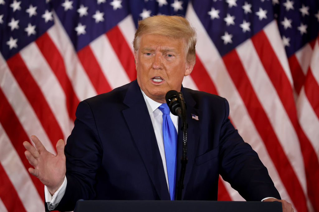 President Trump speaks to supporters this morning