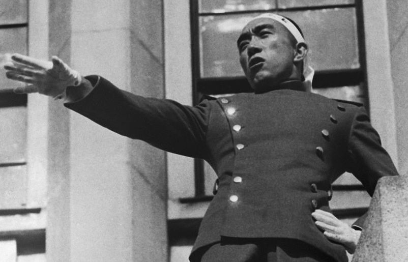 Yukio Mishima exhorting Japanese soldiers before he committed traditional Japanese suicide. Credit: Getty