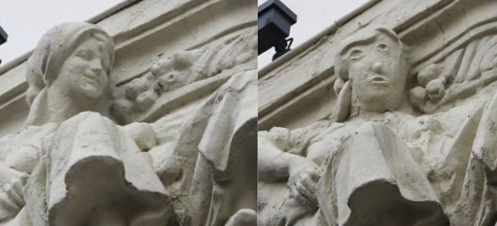 An amateur statue re-carving reminiscent of Mr Potato Head. Credit: Antonio Guzmán Capel / Facebook