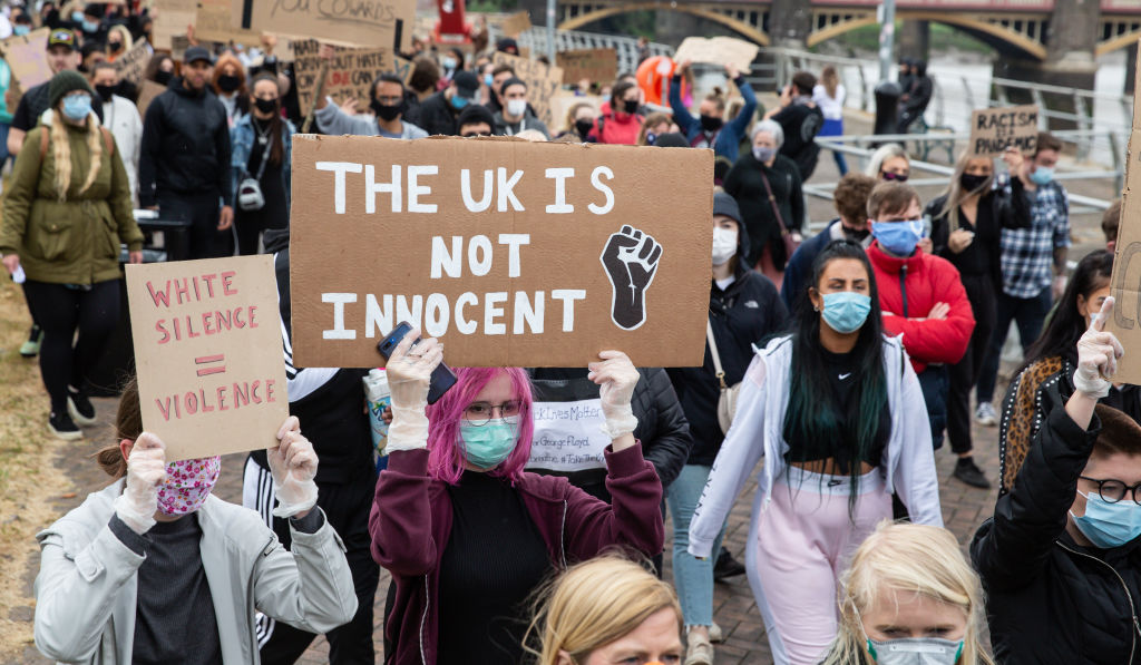 Black Lives Matter supporters at Newport University. Credit: Getty