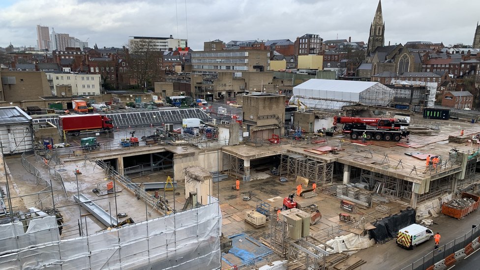 A half-finished Broadmarsh Centre, Nottingham.