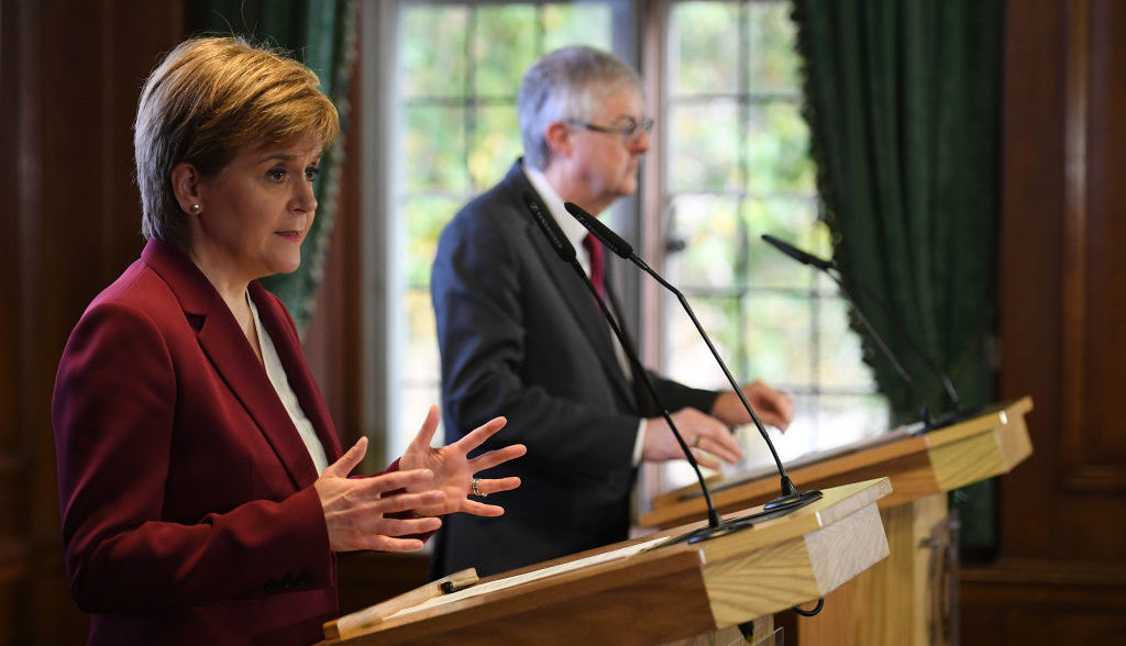 Scotland's First Minister Nicola Sturgeon and Wales's First Minister Mark Drakeford. Credit: Getty 