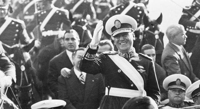 The new President Juan Perón greets his people. Credit: Getty Images