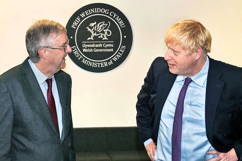 Mark Drakeford and Boris Johnson in one of their few meet-ups. Credit: Getty