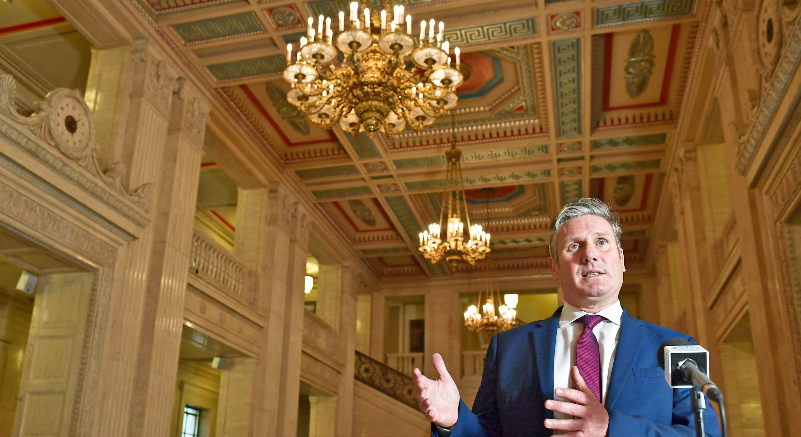 Labour leader Sir Keir Starmer attends a press conference at Stormont. Credit: Getty