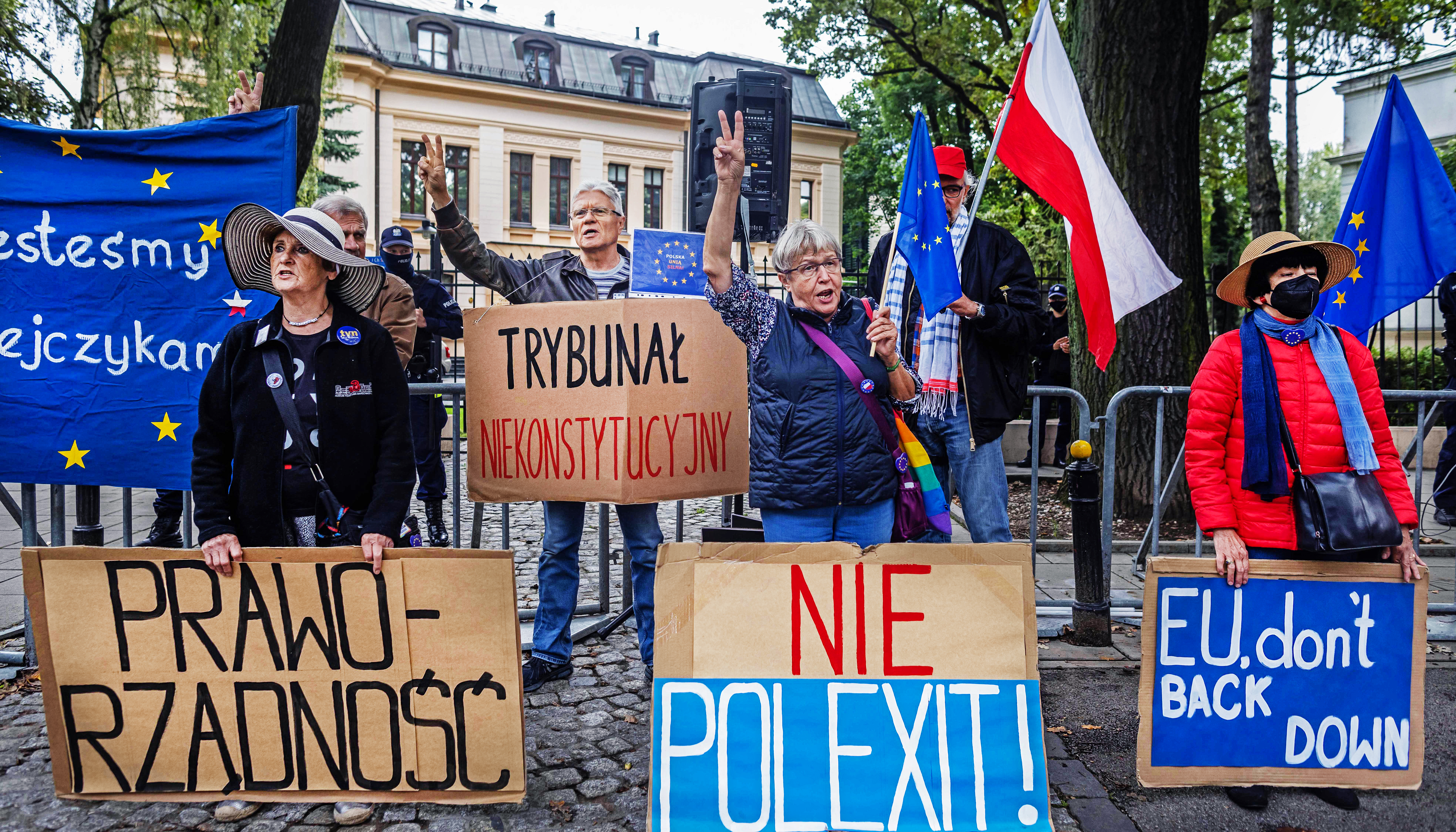 Polexit protesters in Poland. Credit: Getty