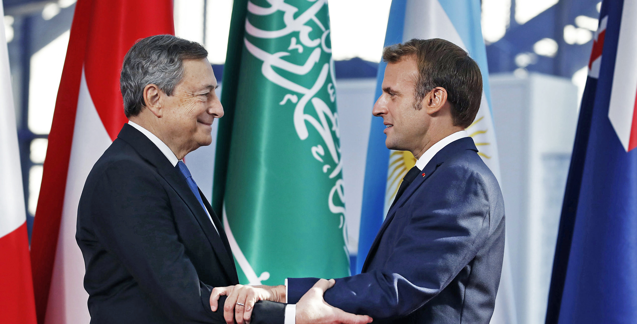 France's President Emmanuel Macron and Italian Prime Minister Mario Draghi. Credit: Getty