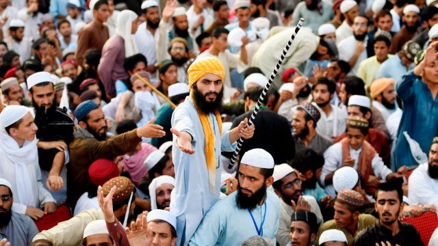 Protests against blasphemy are a common sight in Pakistan. Credit: AAMIR QURESHI/AFP via Getty Images