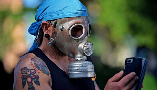 A lockdown protestor in Sydney (PETER PARKS/AFP via Getty Images)