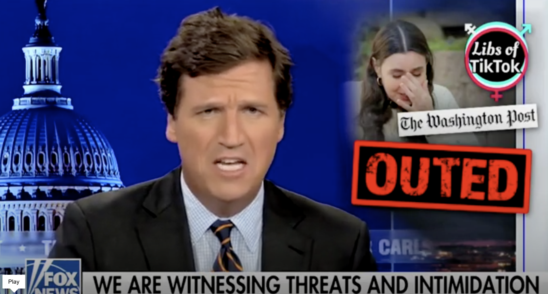 Taylor Lorenz's story featured on Tucker Carlson's Fox News show