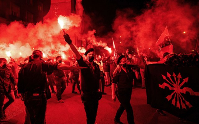 Far-Right protestors in Spain (Marcos del Mazo/LightRocket via Getty Images)