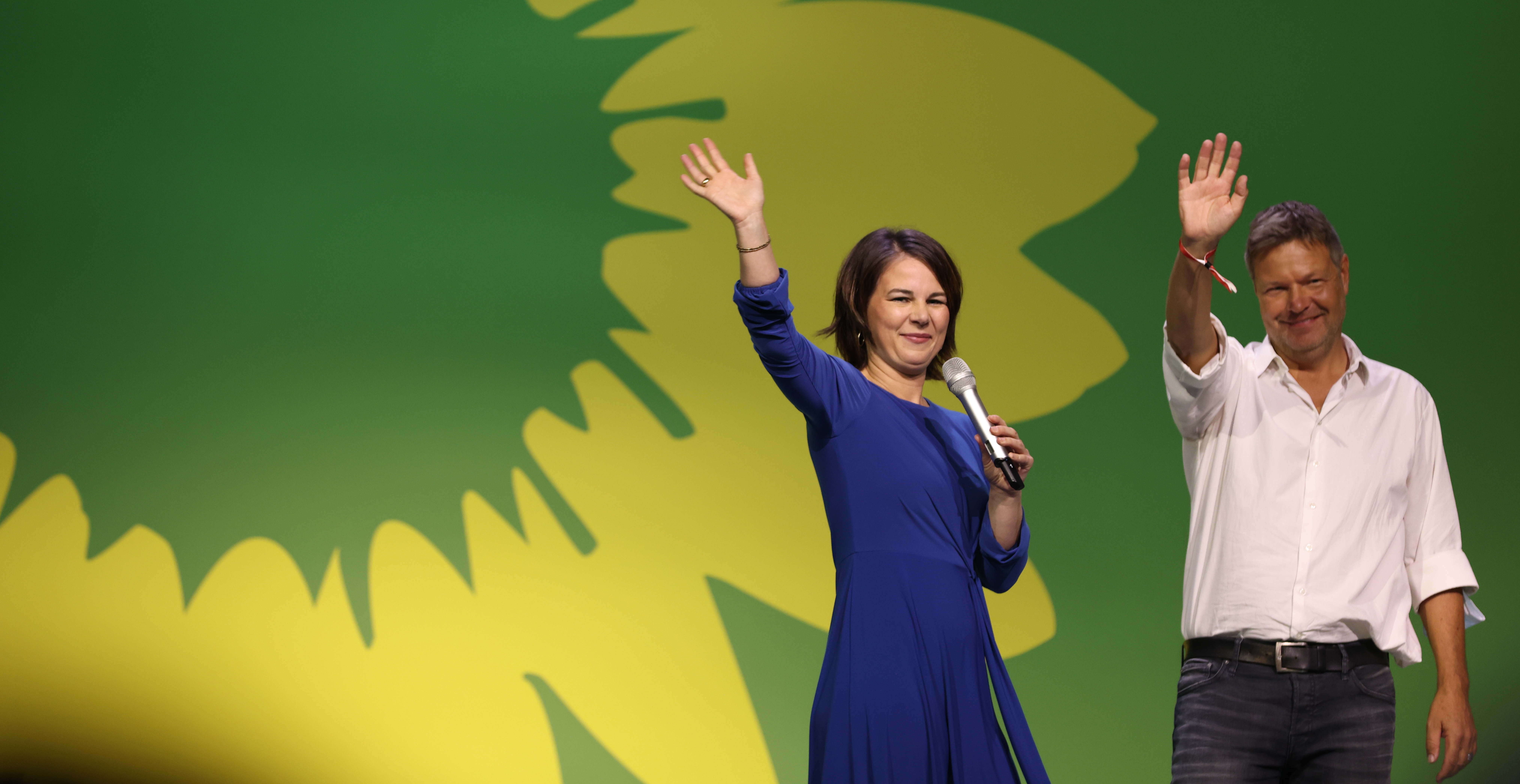 Green Party leaders Annalena Baerbock (L) and Robert Habeck (R). Credit: Getty