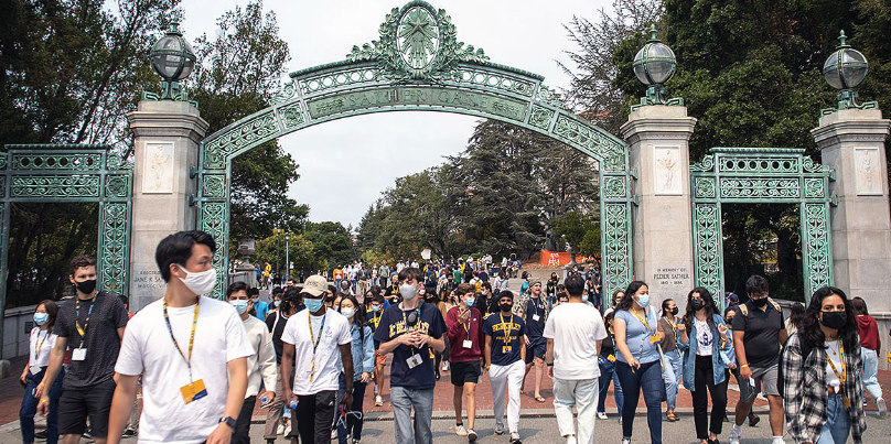 Masked students at Berkeley
