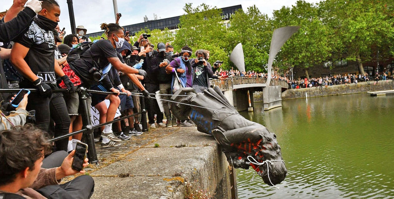 The toppled Edward Colston statue. Credit: Getty
