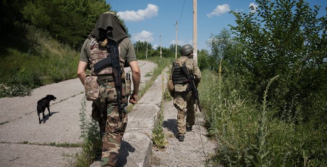 Soldiers in Luhansk, a territory Vladimir Putin intends to annex. Credit: Getty
