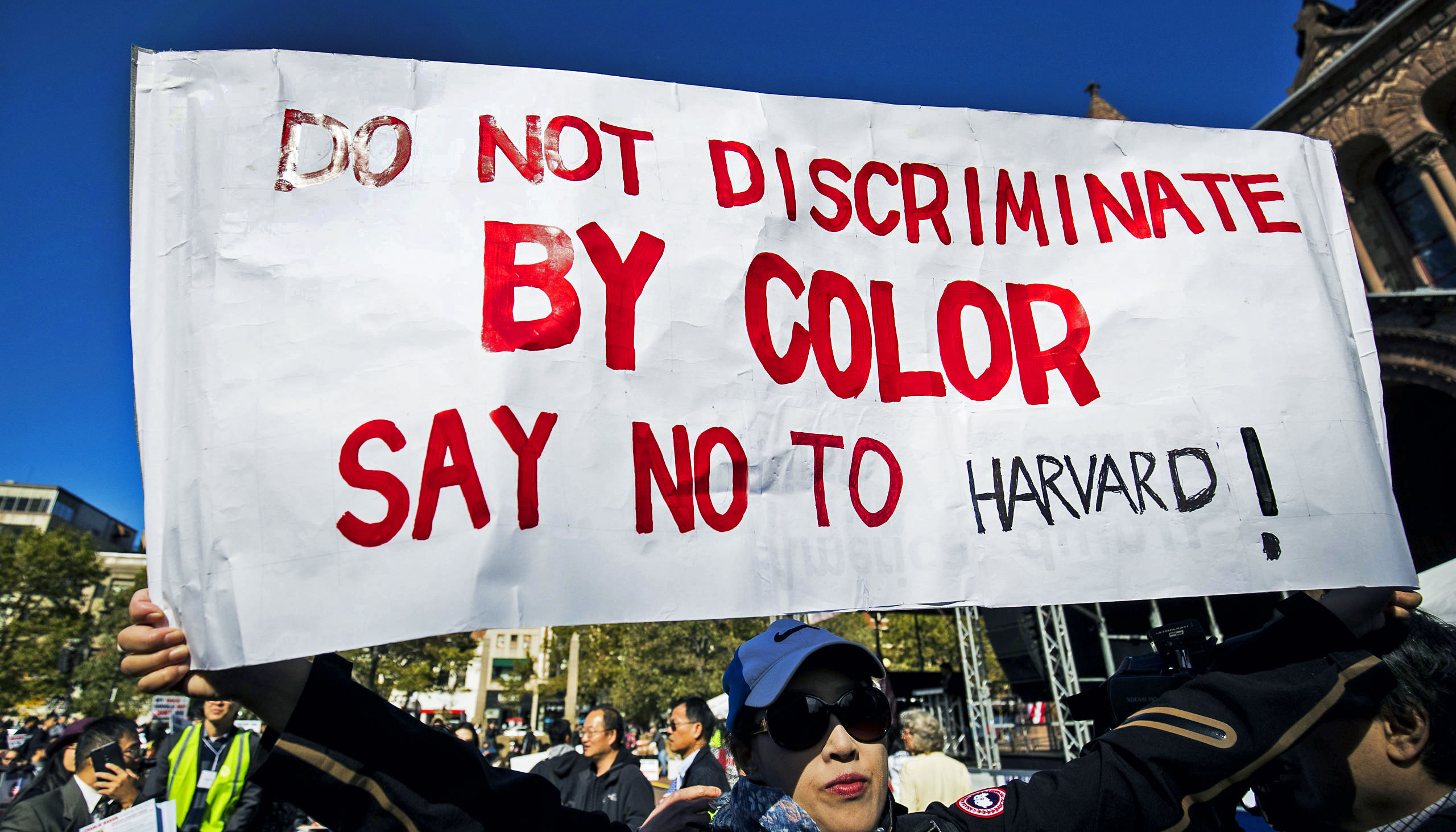 A demonstrator against Harvard University's admission process. Credit: Getty