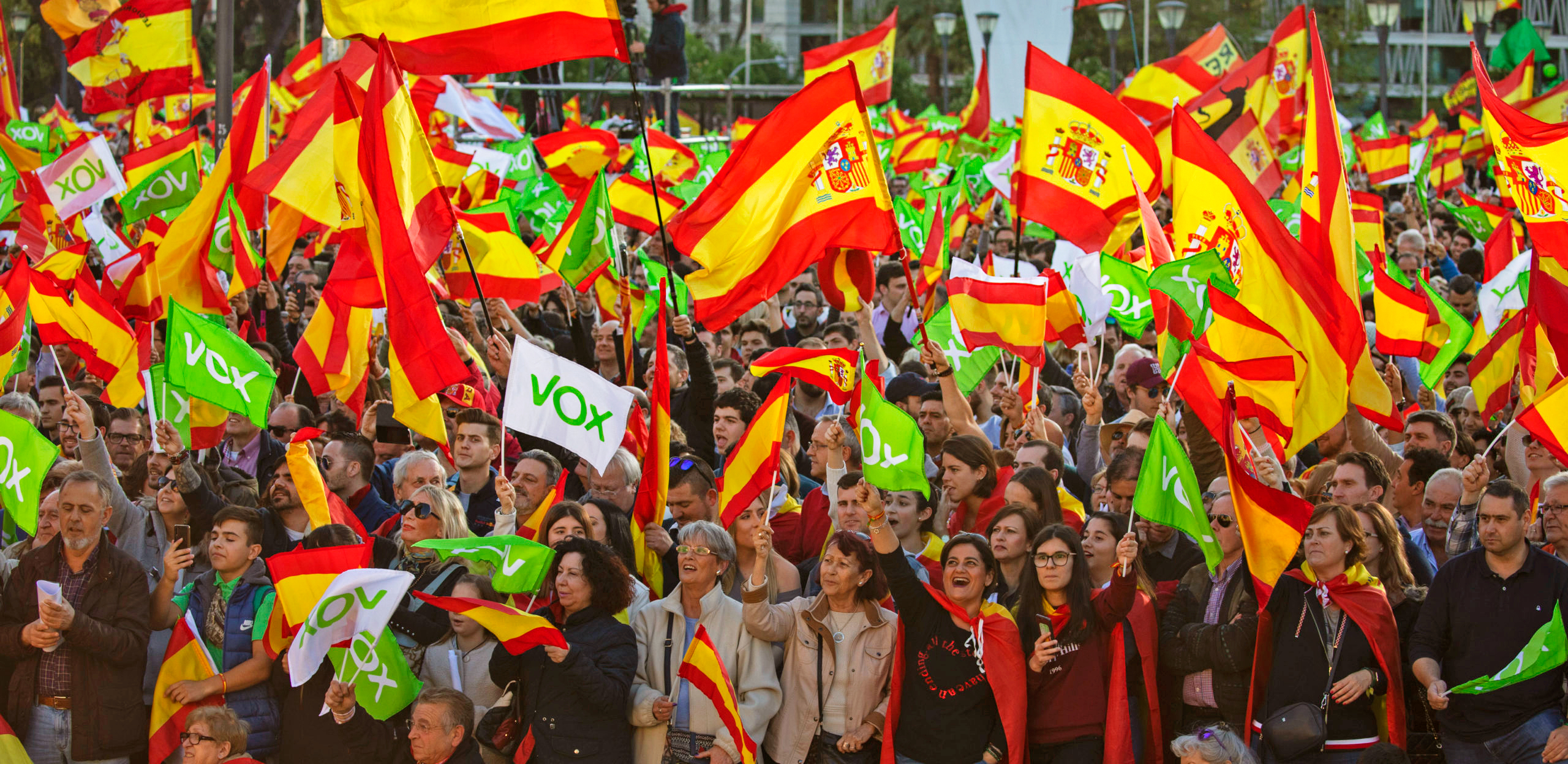 Supporters of Vox gather in Madrid. Credit: Getty