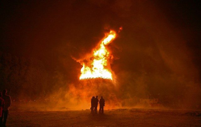 A bonfire on the Loyalist Ballycraigy estate in Antrim (Matt Cardy/Getty Images) 