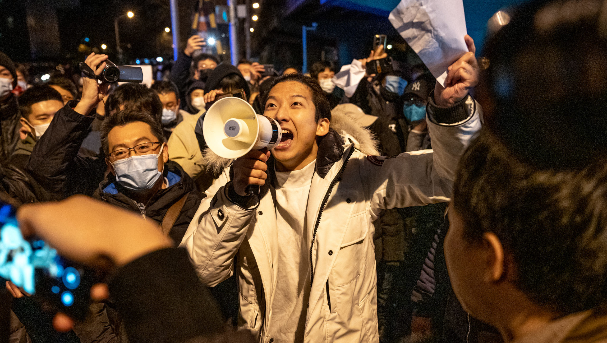 Protestors in Beijing on Monday 28th November. Credit: Getty