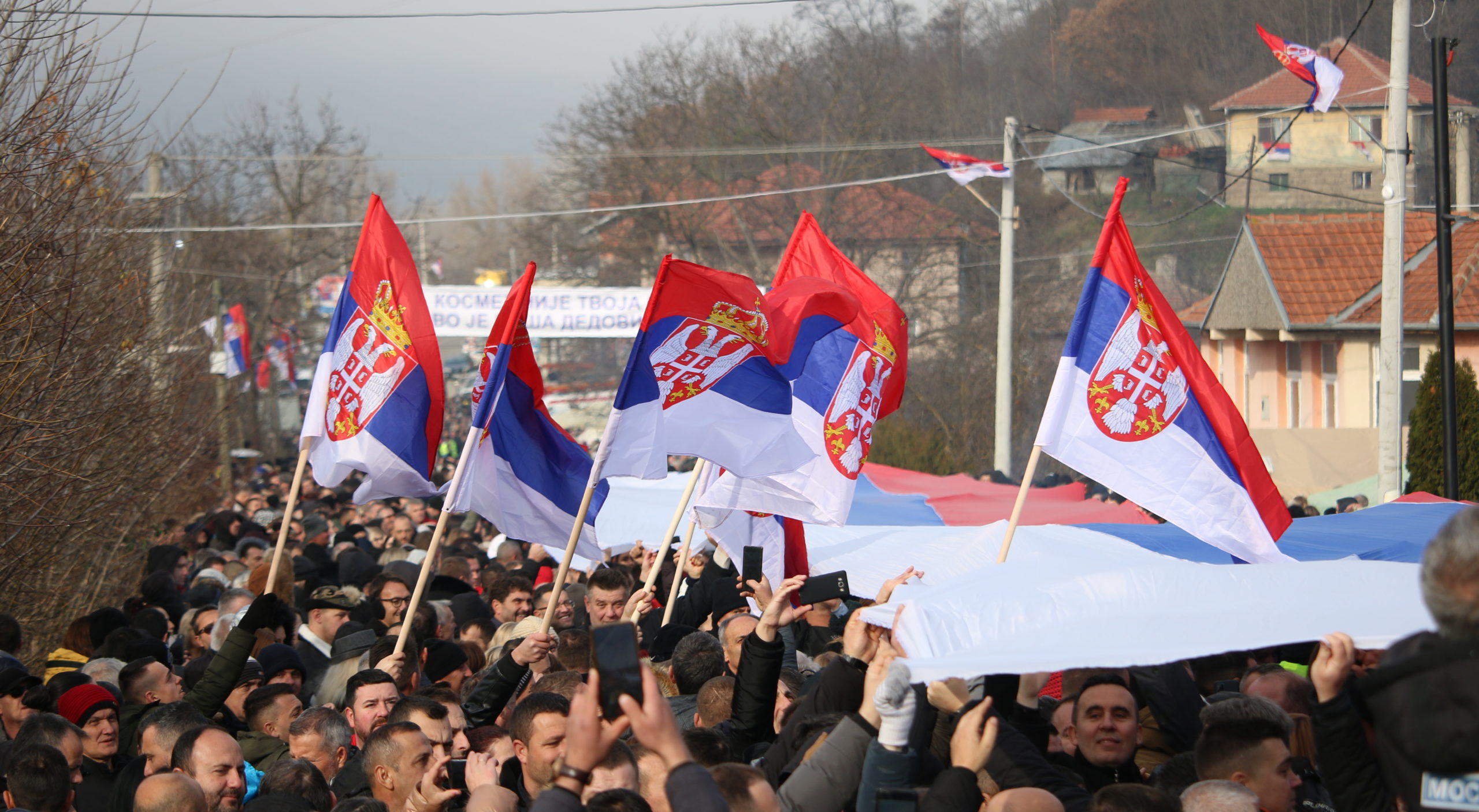 Serbian protesters in Mitrovica, Kosovo. Credit: Getty