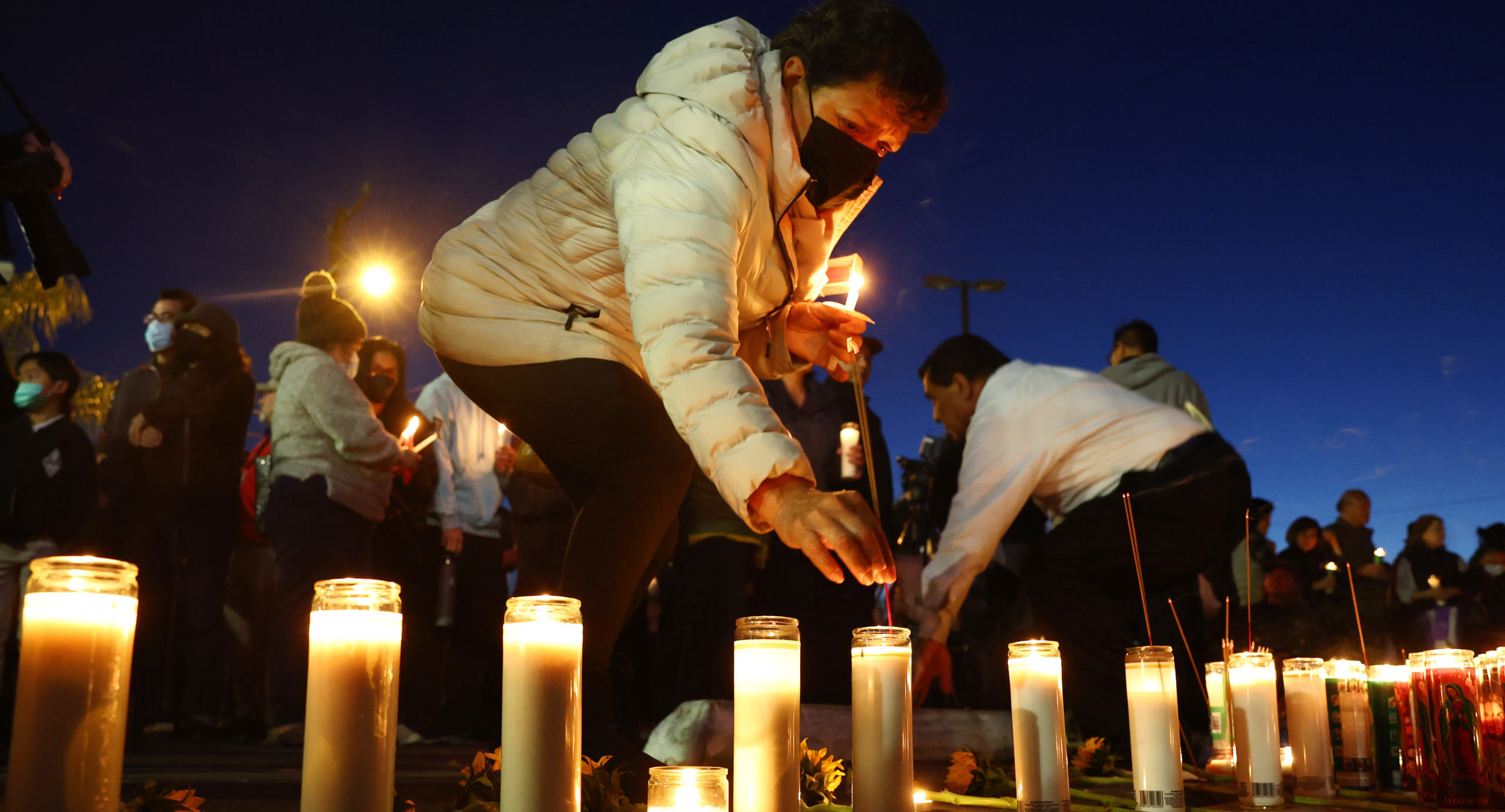 A candlelit vigil to mark the Monterey Park shooting in California in January 2023. Credit: Getty.