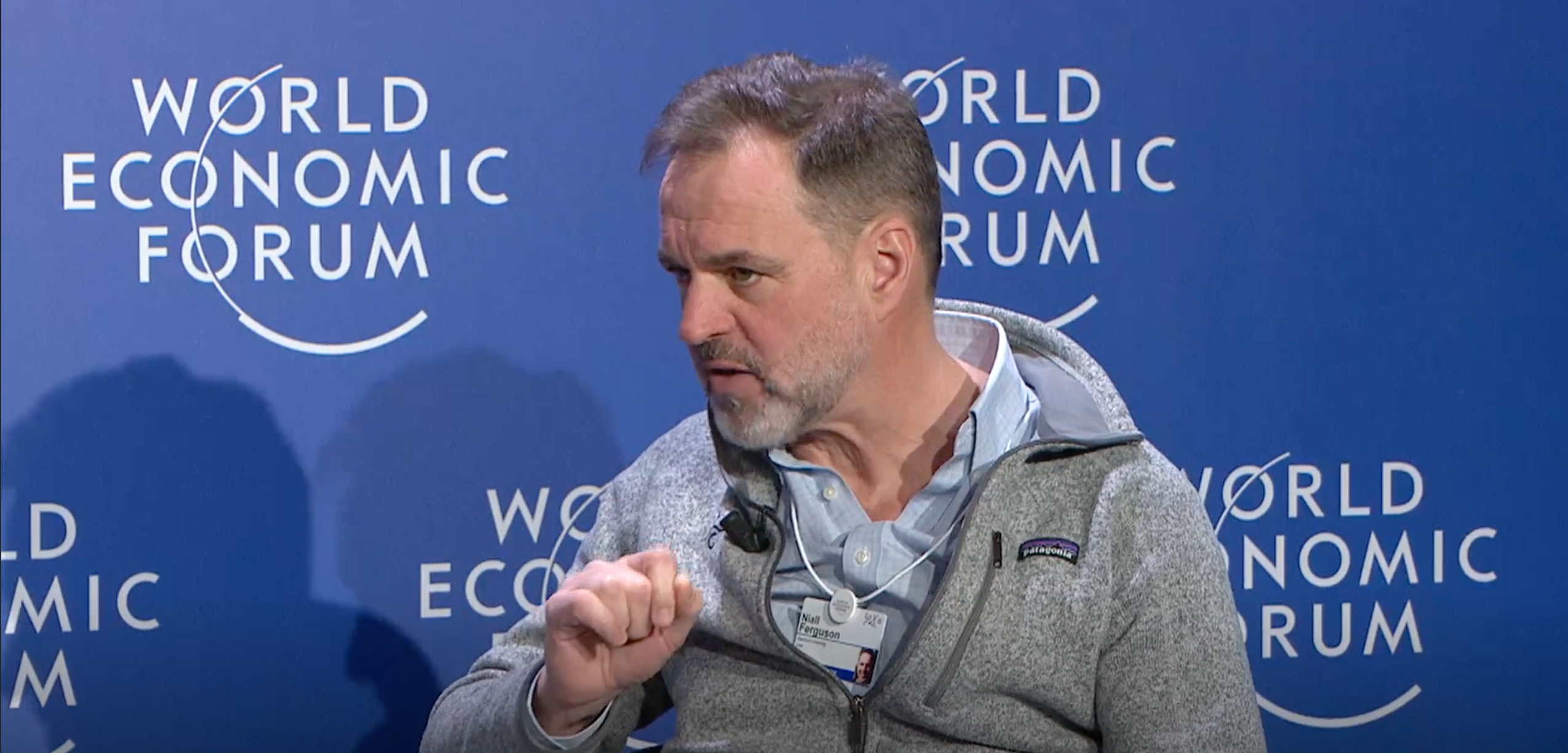 Niall Ferguson speaking at the event in Davos this morning.