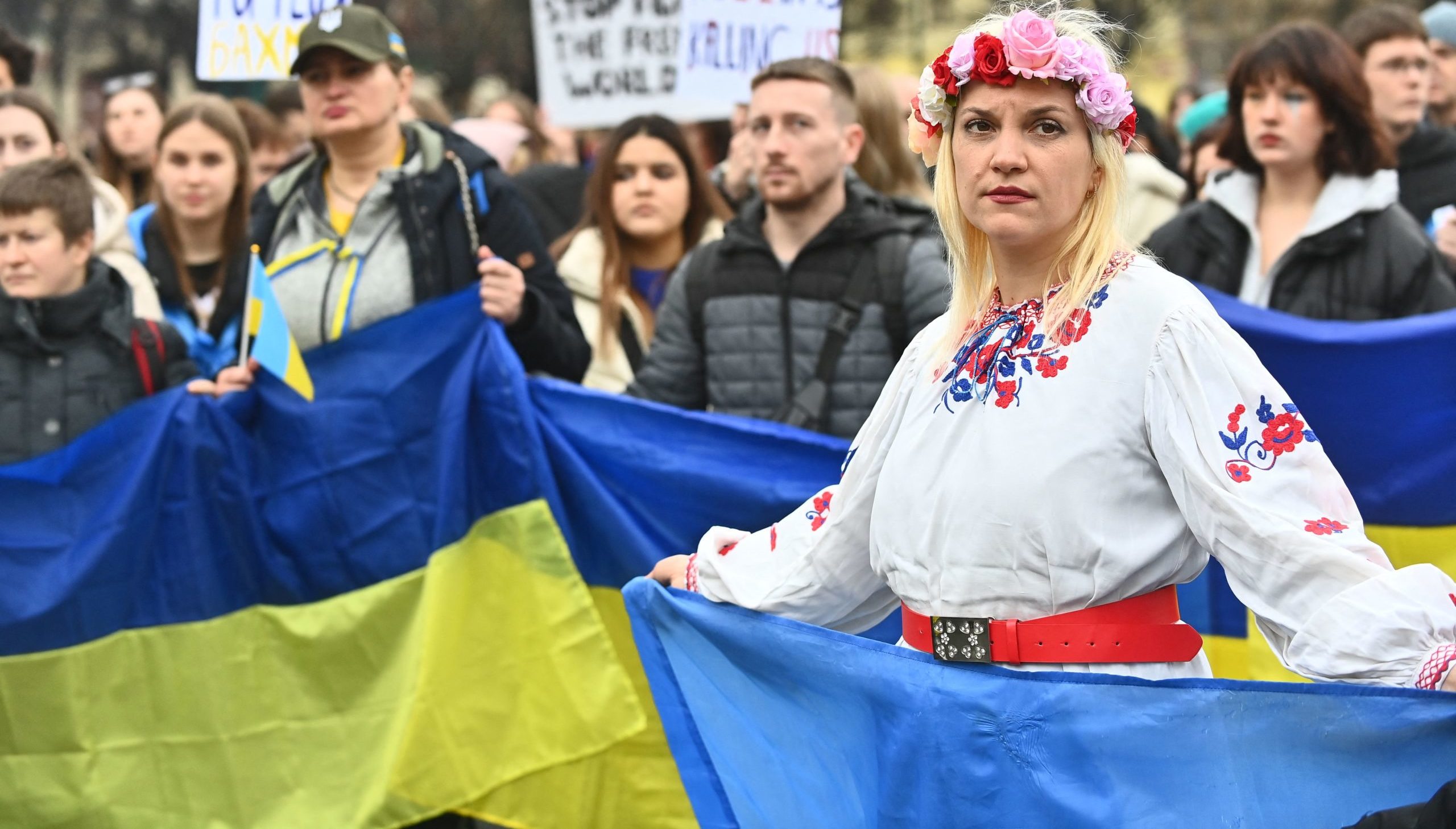 The rally for Ukraine in Prague on 24 February. Credit: Getty.