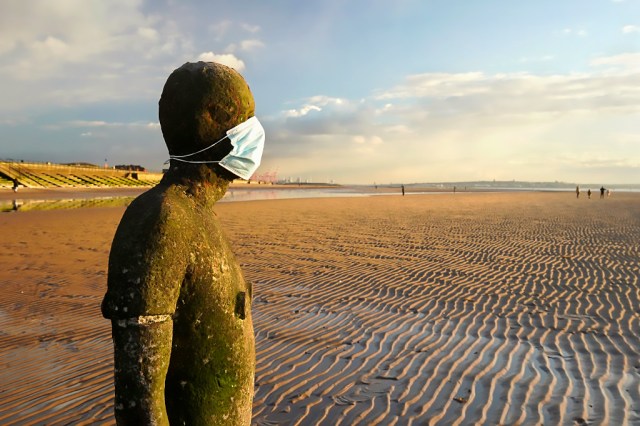 As useful as a mask on a statue. (Christopher Furlong/Getty)